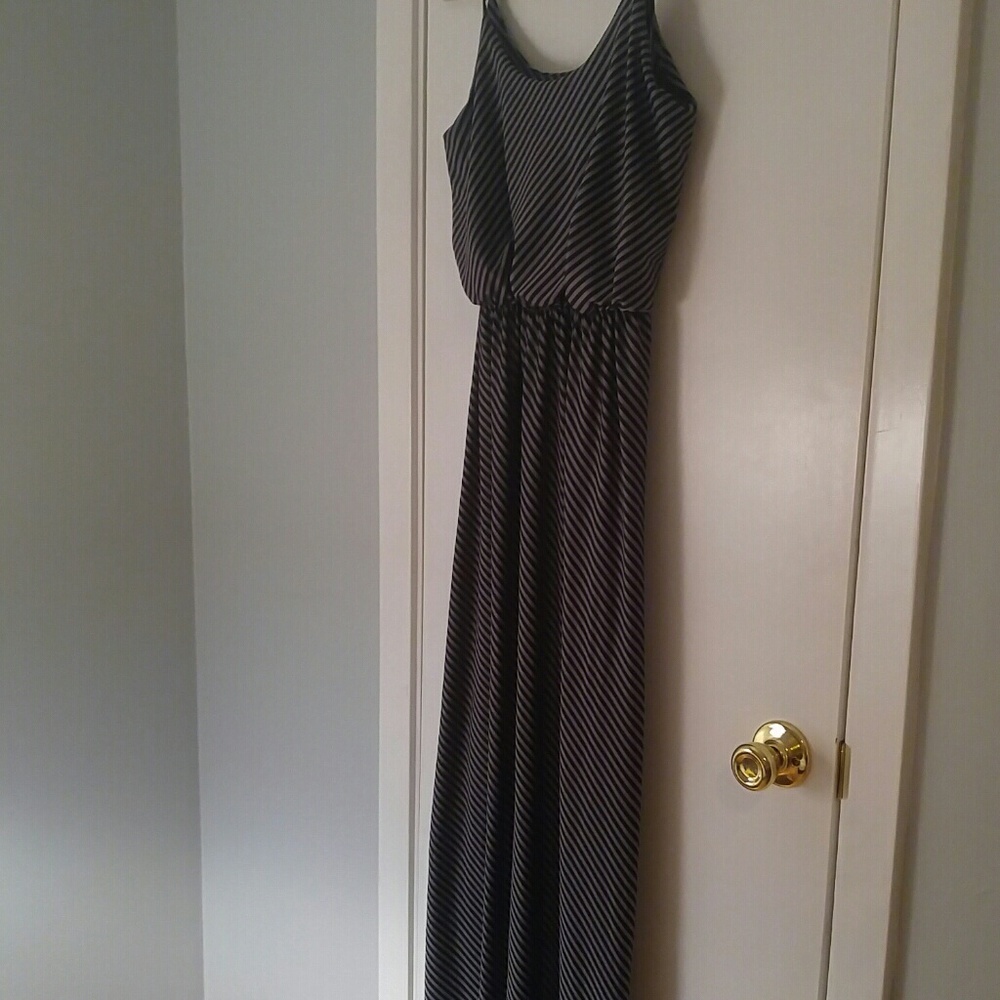 Espresso brand Gray and Black striped Maxi Dress